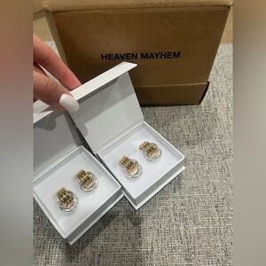 NWT Heaven Mayhem Mini Knot Earrings Mixed Metal